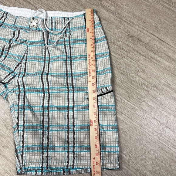 Body Glove Plaid Surf Shorts Swim Trunks Men's 38 Unlined Zip Pockets Relaxed - Picture 9 of 11